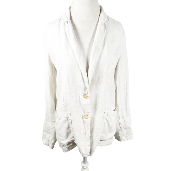Anthropologie Velvet by Graham & Spencer Linen Blazer Ivory Women’s Size XS - Picture 2 of 10